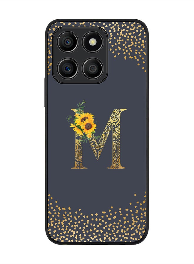 Stylizedd Rugged Black Edge Case for Honor X8b, Slim fit Case Cover - Custom Monogram Initial Letter Mandala Floral Pattern Alphabet - M (Grey ) - Image 1