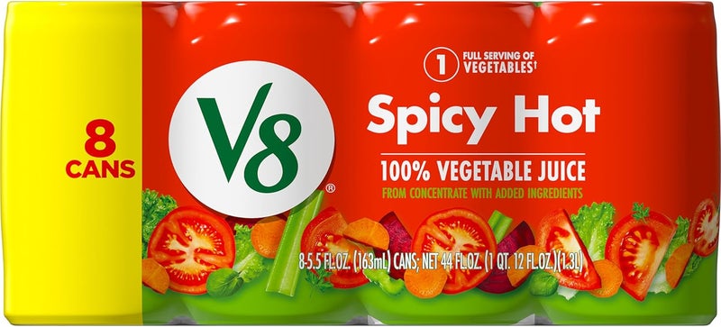 V8 Spicy Hot 100% Vegetable Juice, 5.5 fl oz Can (8 Pack) - Image 1