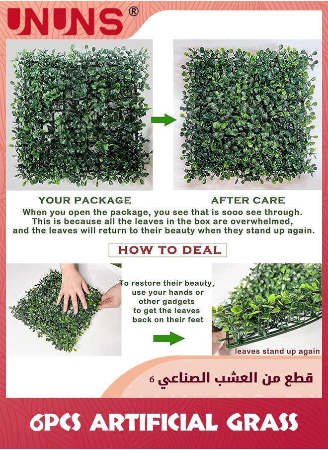 UNUNS Faux Green Wall Panels,6 Pack Boxwood Panels Wall Panels 10 x 10 Inch,Faux Grass Wall Panels Artificial Boxwood Panels For Indoor Outdoor Garden Greenery Wall Fence Covering Backyard Decor,10x10Inch  - Image 4