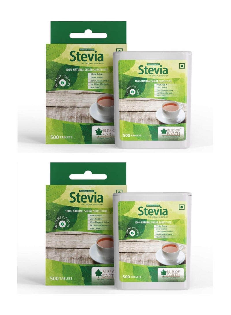 Bliss Of Earth Stevia Sugar free Tablets Pellets Zero Calorie Keto Sweetener Instant Dissolve 500Tablets Pack of 2 - Image 1