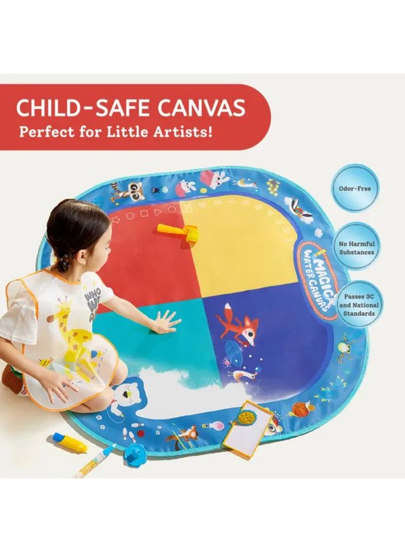 MiDeer Magic Doodle Mat Drawing Kit – Sports Day Theme – 80x80cm Reusable Water Drawing Mat for Toddlers and Kids – Mess-Free, Non-Toxic Art Toy with Brush, Rollers & Stamps – Travel-Friendly - Image 2