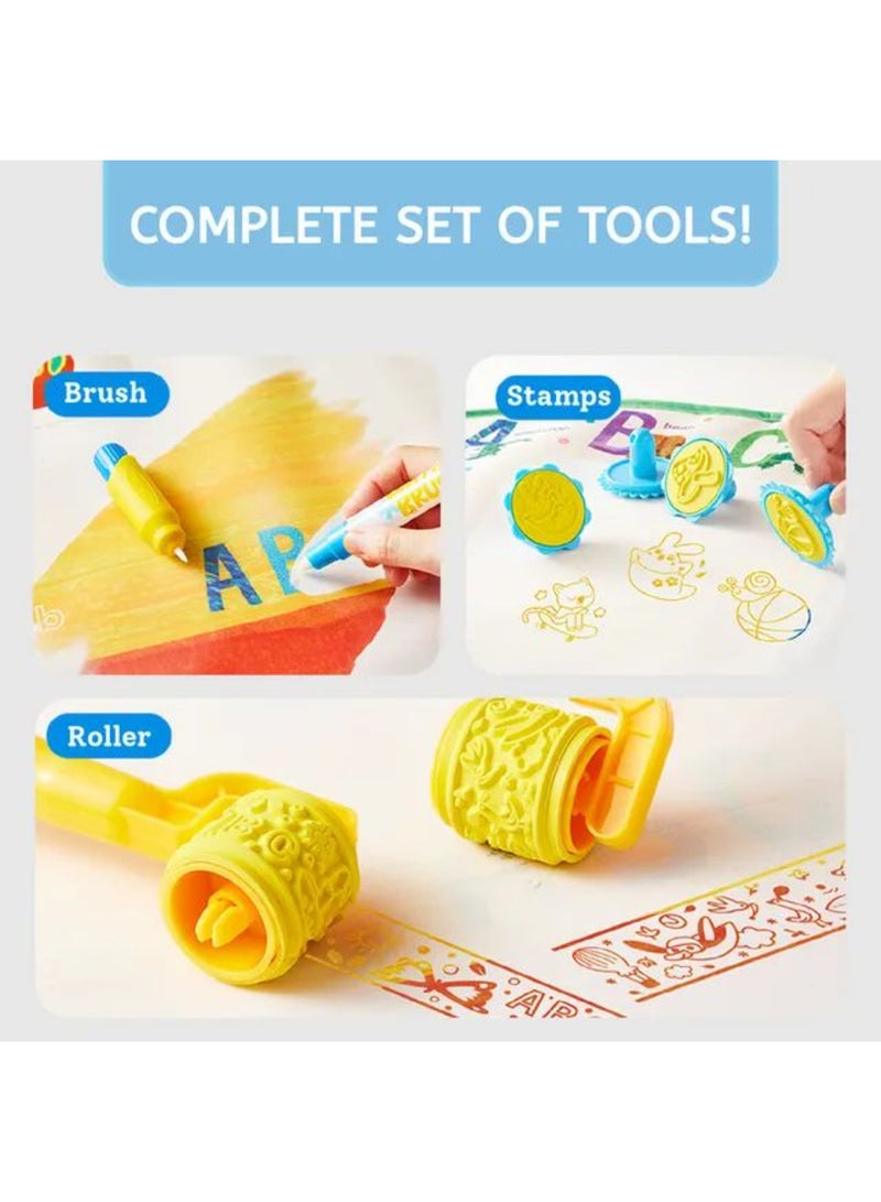 MiDeer Magic Doodle Mat Drawing Kit – Sports Day Theme – 80x80cm Reusable Water Drawing Mat for Toddlers and Kids – Mess-Free, Non-Toxic Art Toy with Brush, Rollers & Stamps – Travel-Friendly - Image 3