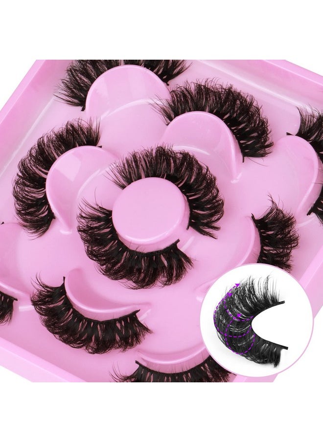 Focipeysa - Natural False Eyelashes Fluffy Mink Lashes 3D Wispy D Curl Eye Lashes Russian Strip Thick Full False Eyelashes 5 Pairs 21mm by Focipeysa Eyelashes - Image 1