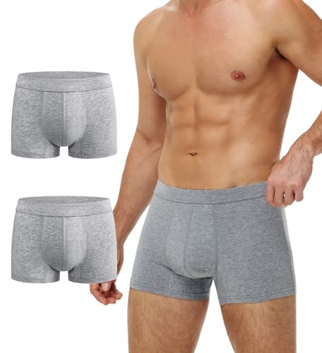 Battewa Incontinence Underwear for Men Washable Briefs Light Absorbent Leak Proof Underwear Urine 50ml Mens Cotton Boxers Pack of 2 GrayMedium - Image 2