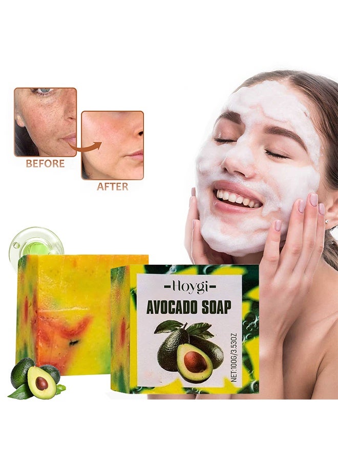 Hoygi Avocado Soap, Handmade Avocado Soap, Avocado Nourishing Brightening Bath Soap, Deep Cleansing, Women's Face and Body Soap for All Skin Types 100g - Image 1