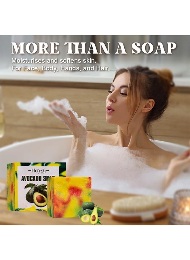 Hoygi Avocado Soap, Handmade Avocado Soap, Avocado Nourishing Brightening Bath Soap, Deep Cleansing, Women's Face and Body Soap for All Skin Types 100g - Image 3
