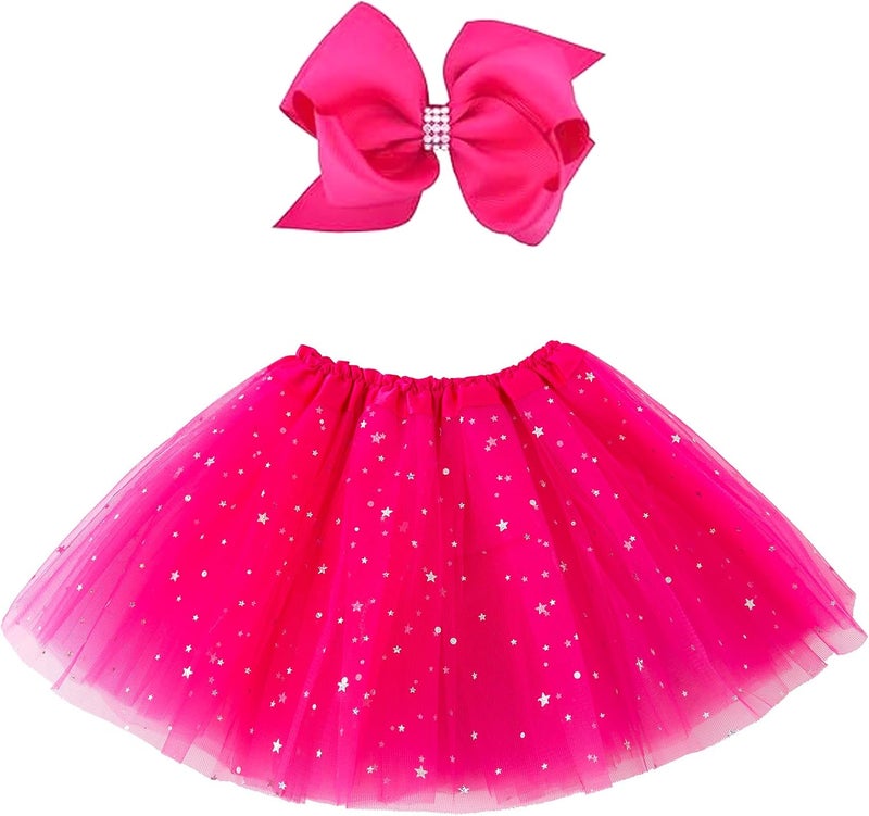 Jastore Girls Layered Stars Sequins Tutu Skirt Princess Ballet Dance Dress for 2-8 Years - Image 1