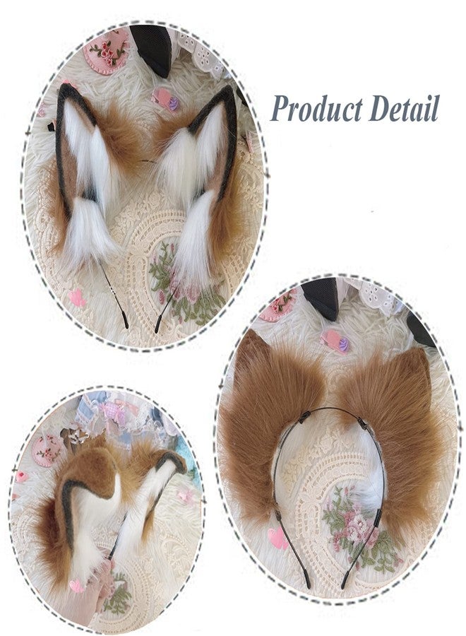 VIGVAN Handmade Wolf Fox Ears Animal Cosplay Cute Head Accessories for Halloween (Brown) - Image 4