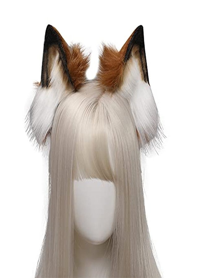 VIGVAN Handmade Wolf Fox Ears Animal Cosplay Cute Head Accessories for Halloween (Brown) - Image 3