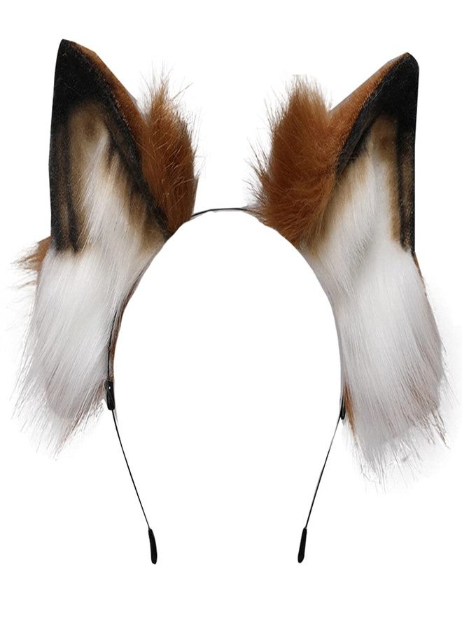 VIGVAN Handmade Wolf Fox Ears Animal Cosplay Cute Head Accessories for Halloween (Brown) - Image 1