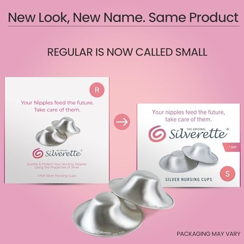 SILVERETTE The Original Silver Nursing Cups Nipple Covers for Breastfeeding Essentials Pure 925 Silver Nipple Shields for Breastfeeding Newborn Regular Size with OFeel Silicone Rings - Image 3