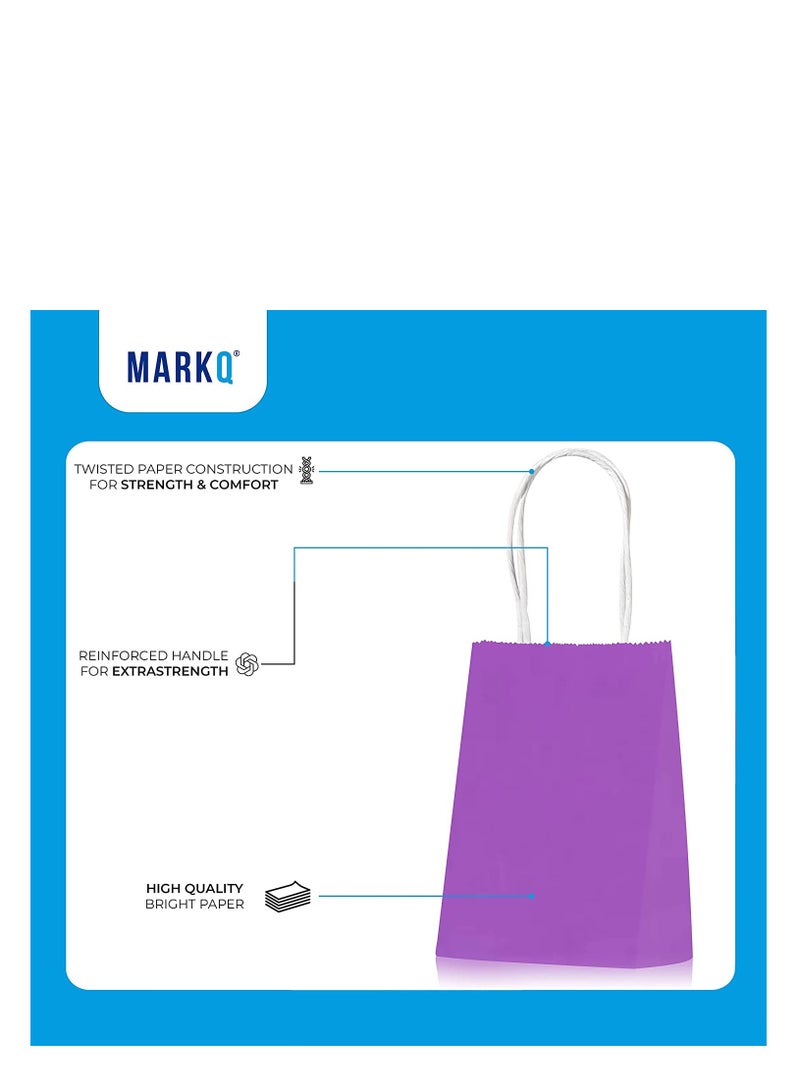 MARKQ Purple Paper bags with handles 15 x 11 x 6 cm Small Kraft Gift bags for Birthday Party Favors Weddings Merchandise Goodies Baby Shower 24 Bags  - Image 3