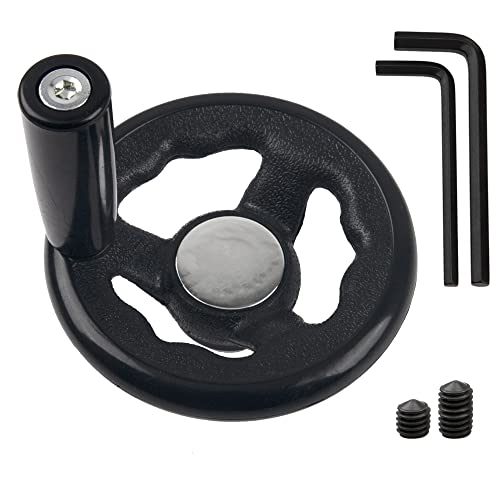 Rrina 0.47x4inch Diameter Round Hand Wheel W Revolving Knob Handle for Mill Drillpress Crank Lathe - Image 1