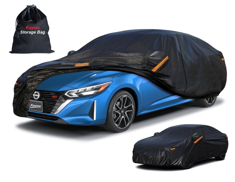 Kayme 7 Layers Heavy Duty Car Cover Waterproof All Weather Outdoor Full Exterior Cover Fit for Toyota Corolla Nissan Sentra Honda Civic Mazda 3 Audi A3 Kia Forte Etc Fit Sedan 178185 in