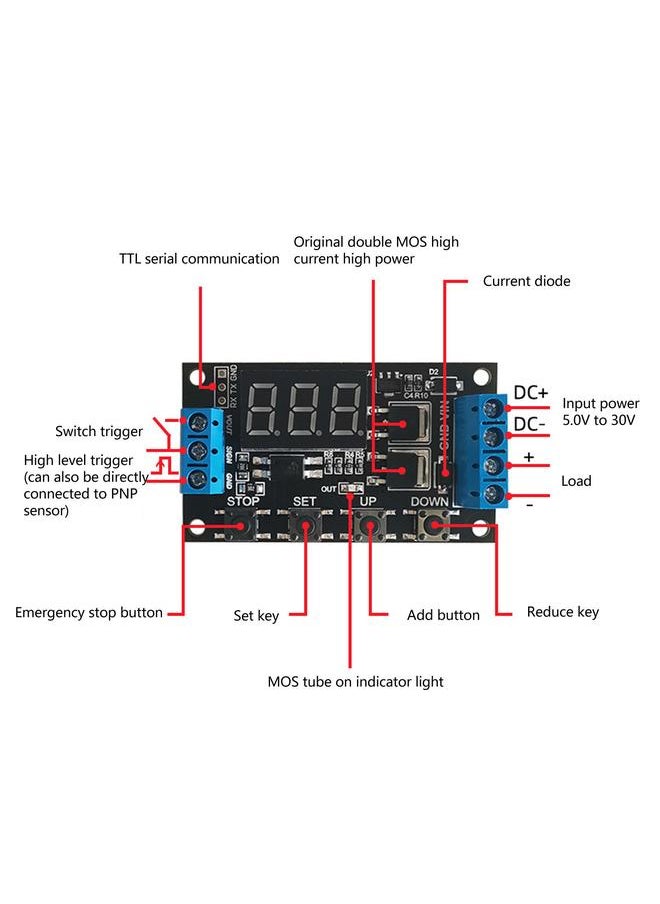 Time Delay Relay Switch Turn On Off Module 5V 12V 24V Double MOS Switch Type Trigger Cycle Timing Delay Interface Board Module