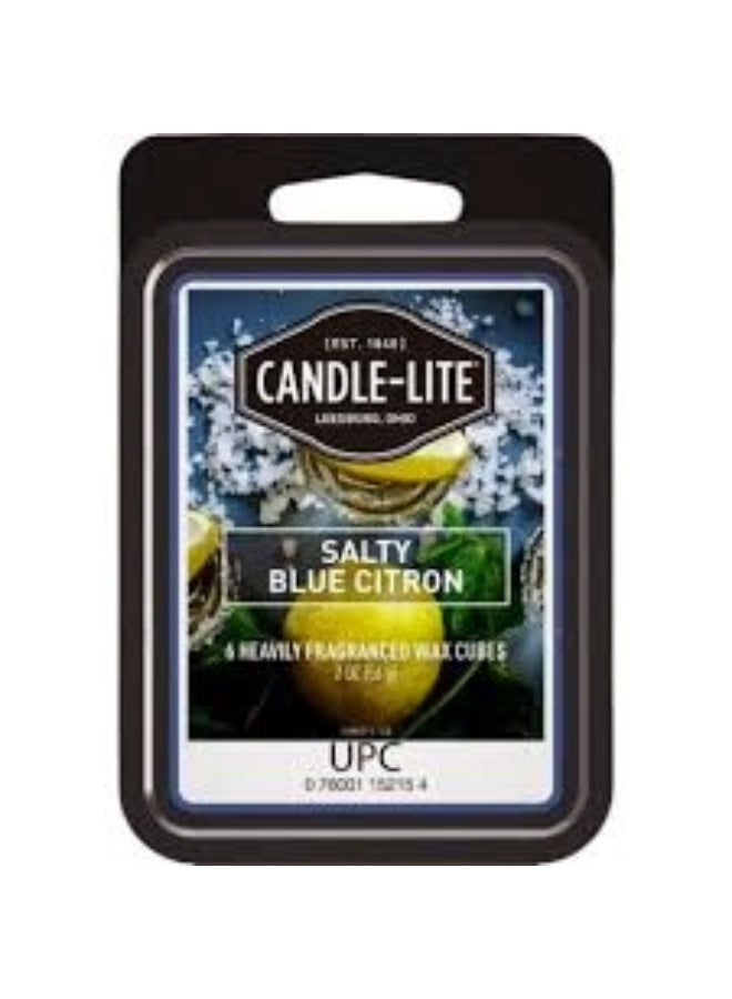 Candle-lite Everyday Salty Blue Citron Scented Wax Melts, 2.5 oz Pack of 6 Flameless Break-Apart Cubes for Electric or Tea-Light Wax Warmer, Zesty Citron Citrus and Fresh Salty Marine Breeze