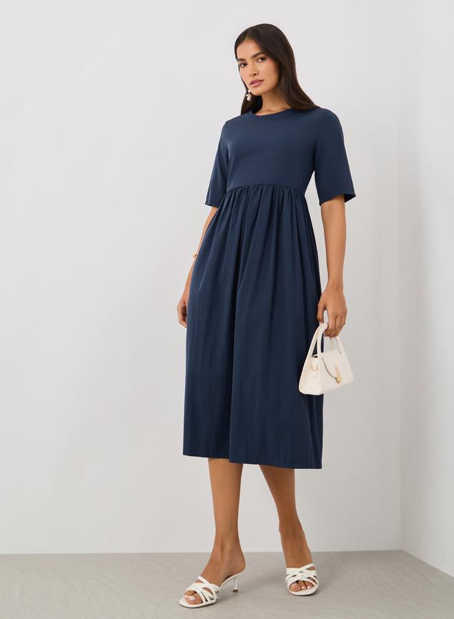 تايك تو فستان ميدي بوبلين بكسرات - Image 1