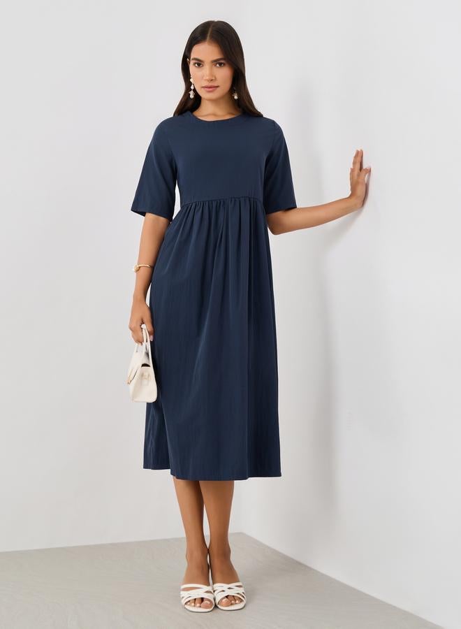 تايك تو فستان ميدي بوبلين بكسرات - Image 2