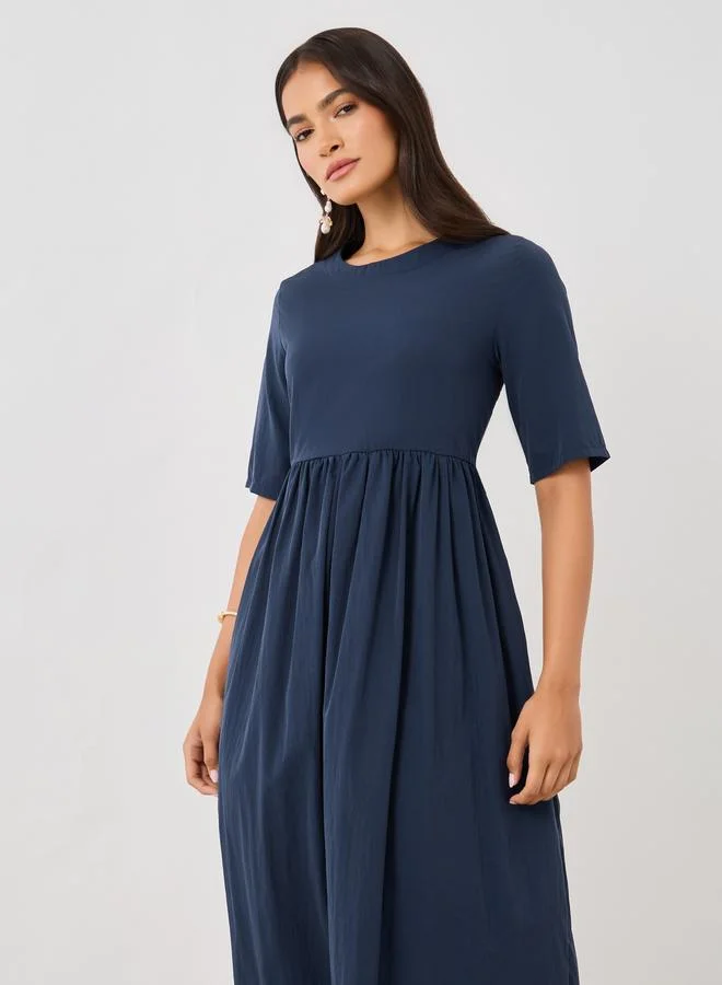 Take Two Gathered Poplin Midi Dress
