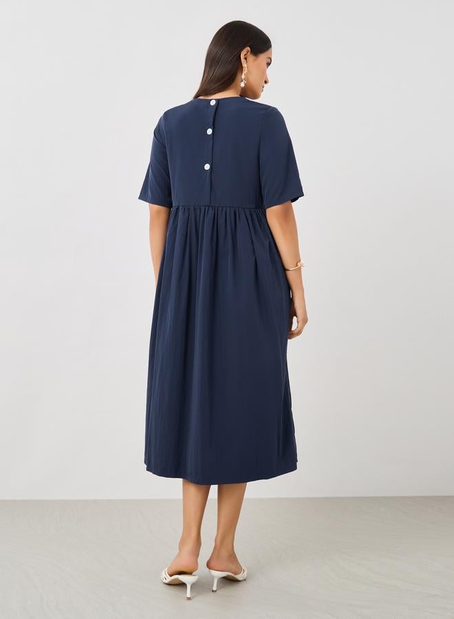 تايك تو فستان ميدي بوبلين بكسرات - Image 5