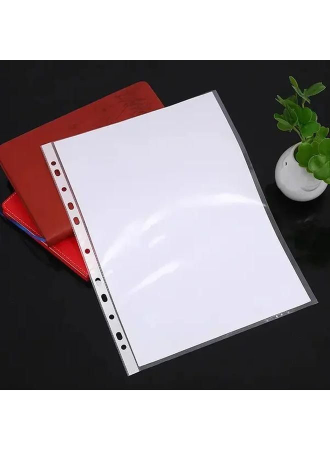 100pcs A4 Clear Sheet Protectors 11 Holes Plastic Document Bags For Loose Leaf Paper Organizer - Image 3