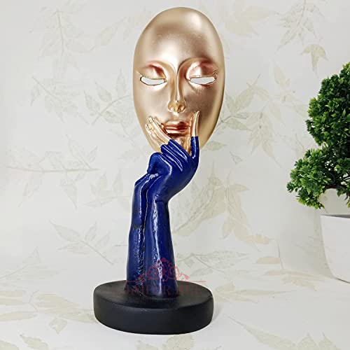 Jaipur ACE Lady Face Statue Sculptures Showpieces Creative Abstract Design Art Figurine for Home Living Room Decorative Display (Golden Face) - Image 1