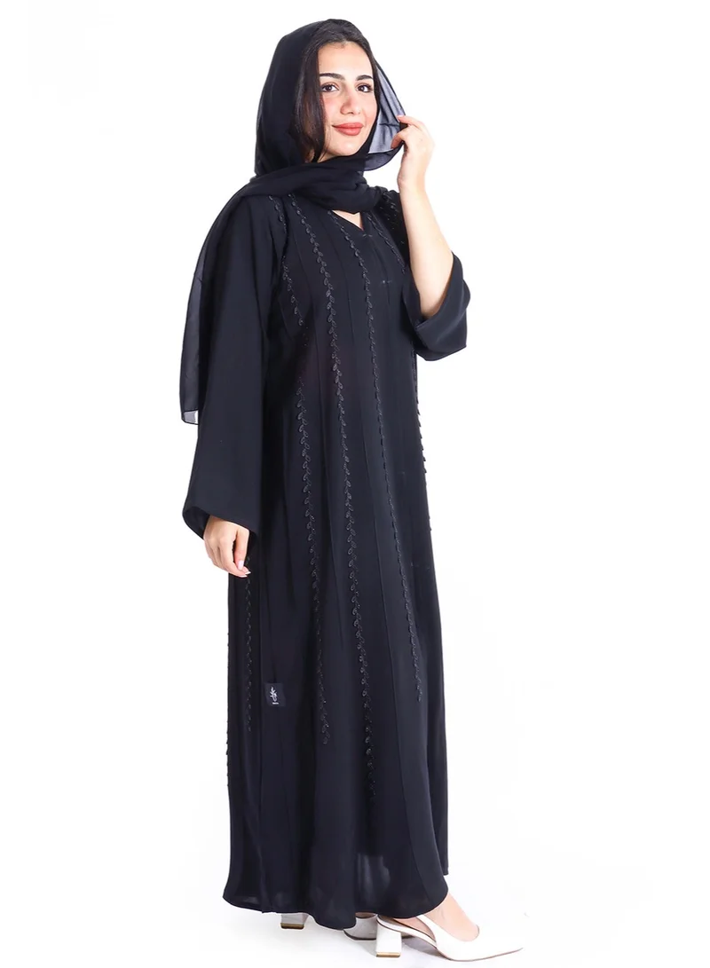 IKKXA Crystal Elegance Lace Design Abaya AIK5013