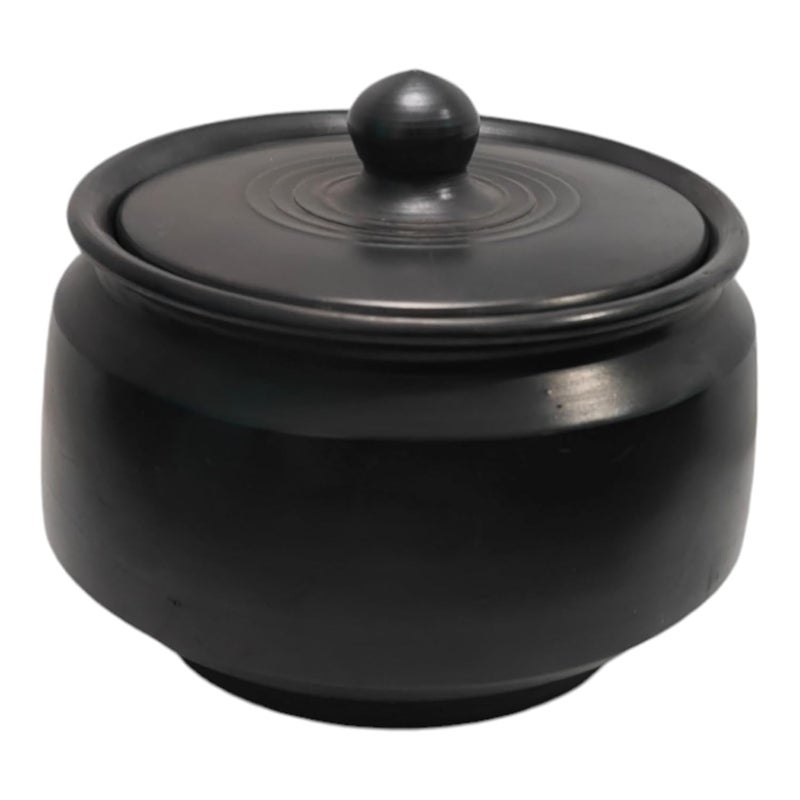Vastuja Handmade BlackRed Clay 2 Litre HandiServing Bowl with Free Wooden Spatula Perfect for Festive Feasts Holi Delicacies ChemicalFree ToxicFree - Image 3