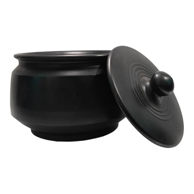 Vastuja Handmade BlackRed Clay 2 Litre HandiServing Bowl with Free Wooden Spatula Perfect for Festive Feasts Holi Delicacies ChemicalFree ToxicFree - Image 4