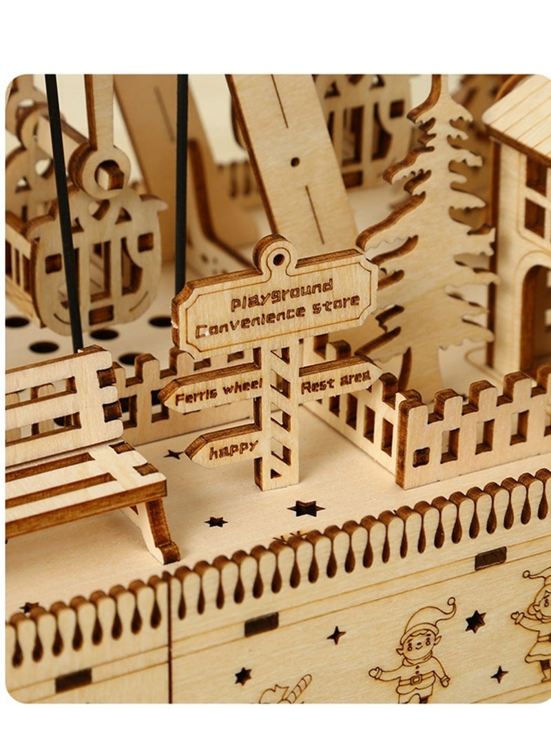 Musical Ferris wheel 3D puzzle wooden toys educational assembly toys DIY creative toys - Image 5