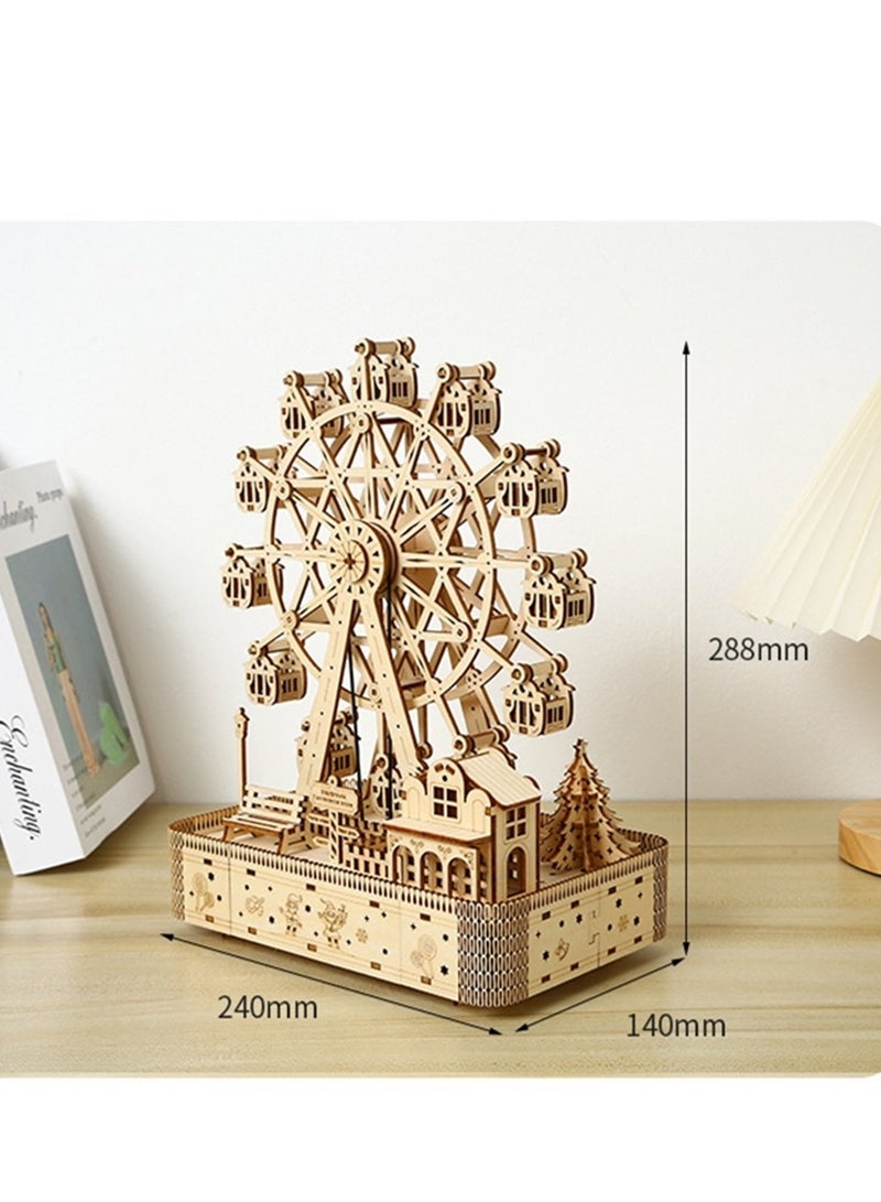 Musical Ferris wheel 3D puzzle wooden toys educational assembly toys DIY creative toys - Image 2