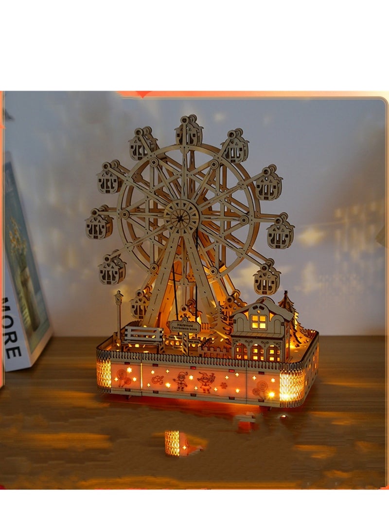 Musical Ferris wheel 3D puzzle wooden toys educational assembly toys DIY creative toys - Image 3