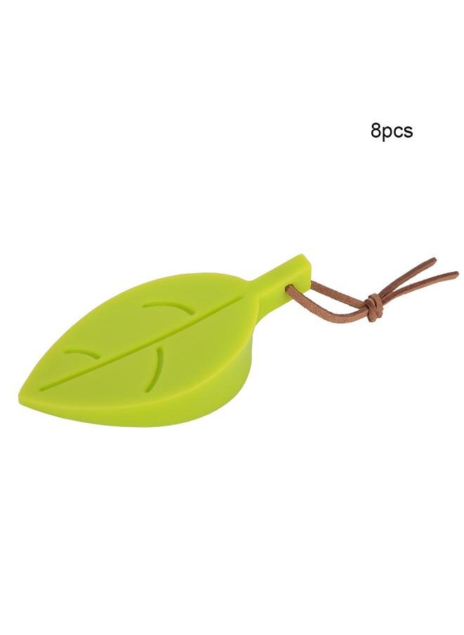 Thoraya 8PCS Leaf Style Safety Door Stopper For Children Prevent Clamp Hand Silicone Doorstop(Green)  - Image 1