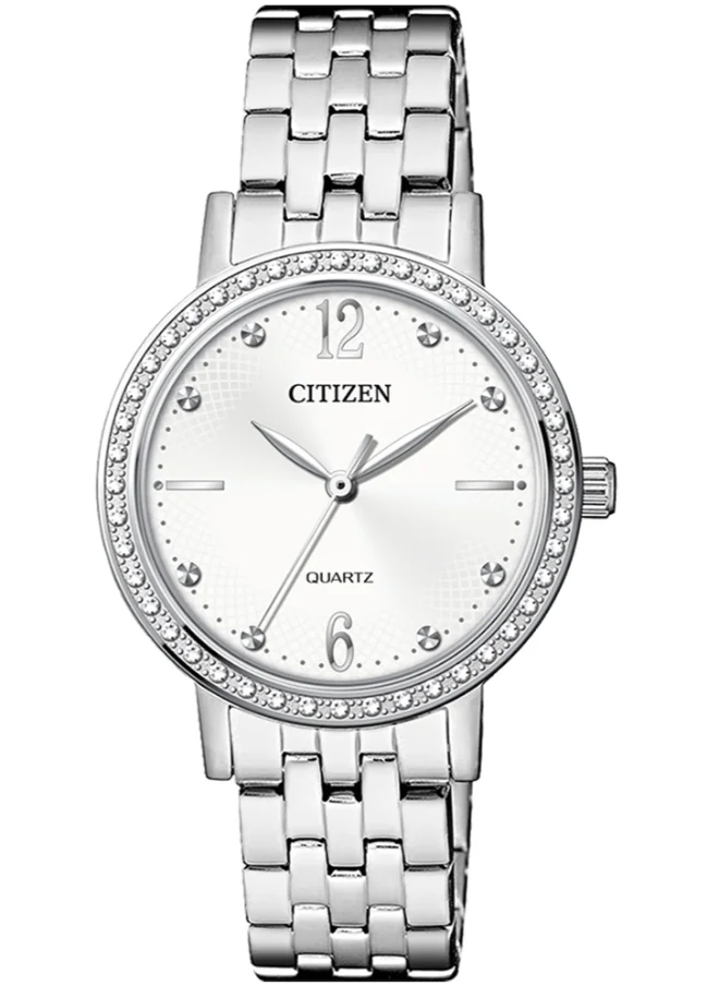 CITIZEN Women's Analog Round Shape Stainless Steel Wrist Watch EL3100-55A - 31 Mm