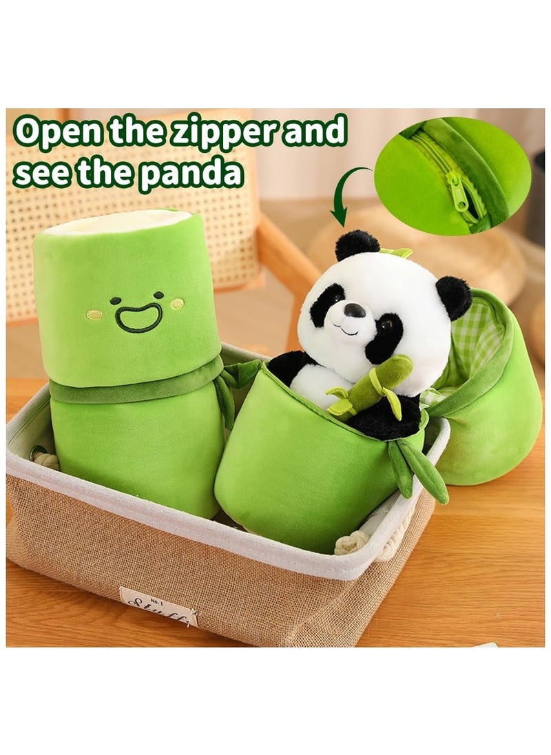 Toy Box Bamboo Tube Panda Plush Toy Stuffed Animal 26x18cm Panda Teddy with Bamboo Tube Cuddly Cute Panda Soft Toy Portable Bamboo Panda Pillow for Boys Girls Gifts  - Image 1