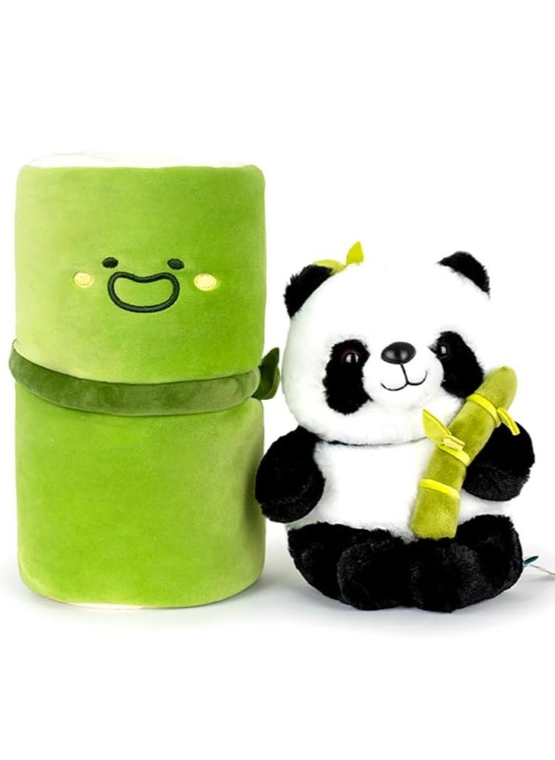 Toy Box Bamboo Tube Panda Plush Toy Stuffed Animal 26x18cm Panda Teddy with Bamboo Tube Cuddly Cute Panda Soft Toy Portable Bamboo Panda Pillow for Boys Girls Gifts  - Image 2