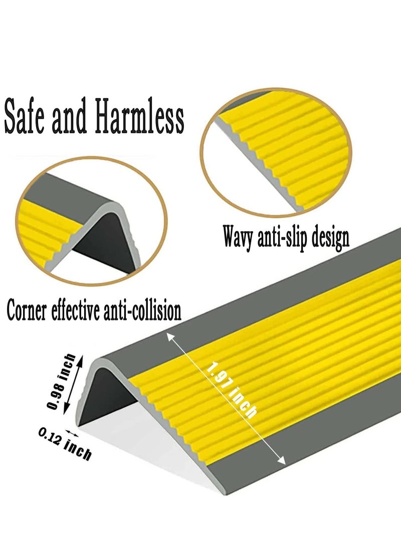KASTWAVE Stair Leading Edge Protector, Waterproof Anti-Slip Rubber Step Adhesive Edge Decorative Protection Strip for Home School Nursing Home Indoor and Outdoor Stair Steps Yellow  - Image 2