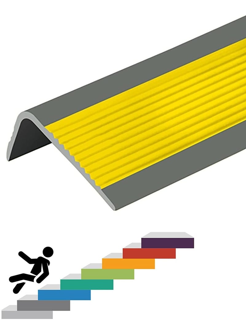 KASTWAVE Stair Leading Edge Protector, Waterproof Anti-Slip Rubber Step Adhesive Edge Decorative Protection Strip for Home School Nursing Home Indoor and Outdoor Stair Steps Yellow  - Image 1