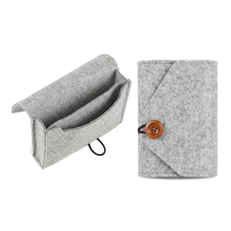 Grey Felt Storage Bag Mini Organizer for SD Card Bill Cable Mouse Adapter - Image 5