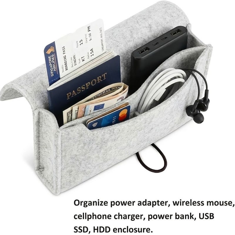 Grey Felt Storage Bag Mini Organizer for SD Card Bill Cable Mouse Adapter - Image 3