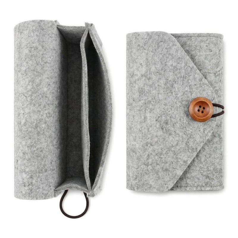 Grey Felt Storage Bag Mini Organizer for SD Card Bill Cable Mouse Adapter - Image 4