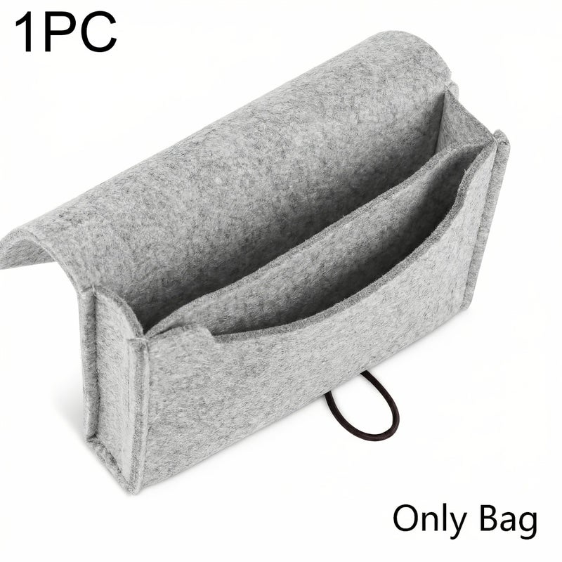 Grey Felt Storage Bag Mini Organizer for SD Card Bill Cable Mouse Adapter - Image 1