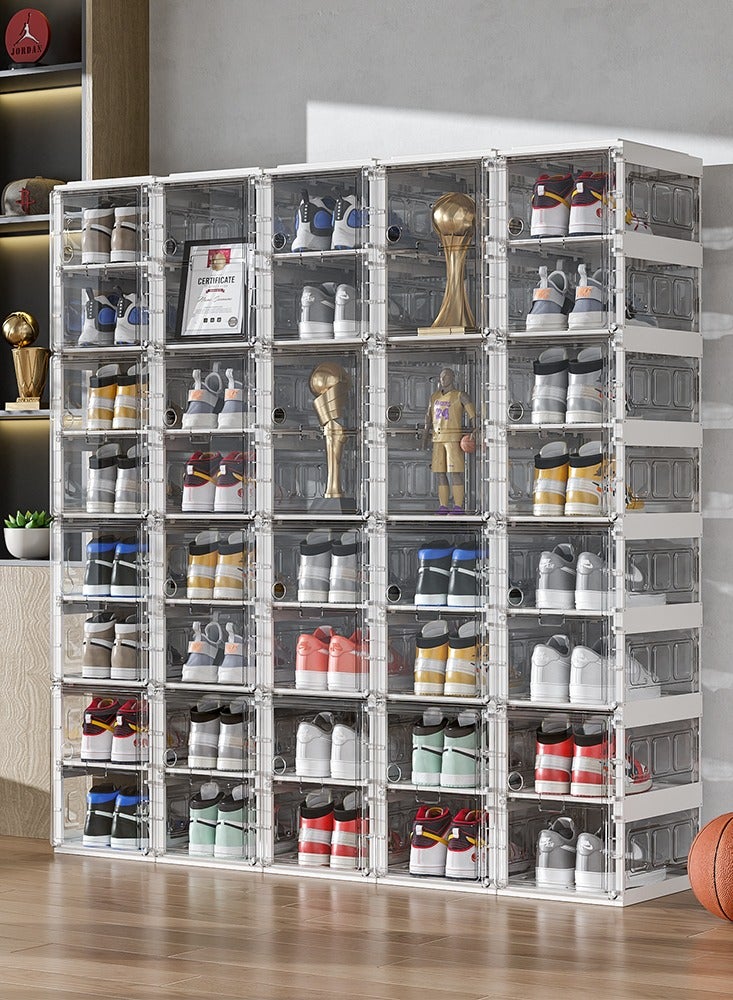 Organized Home Foldable Shoe Box with Clear Door Free-installation Thickened Shoe Storage Box Transparent Folding Shoe Cabinet Folding Shoe Rack Living Room Home Furniture Dustproof - Image 4