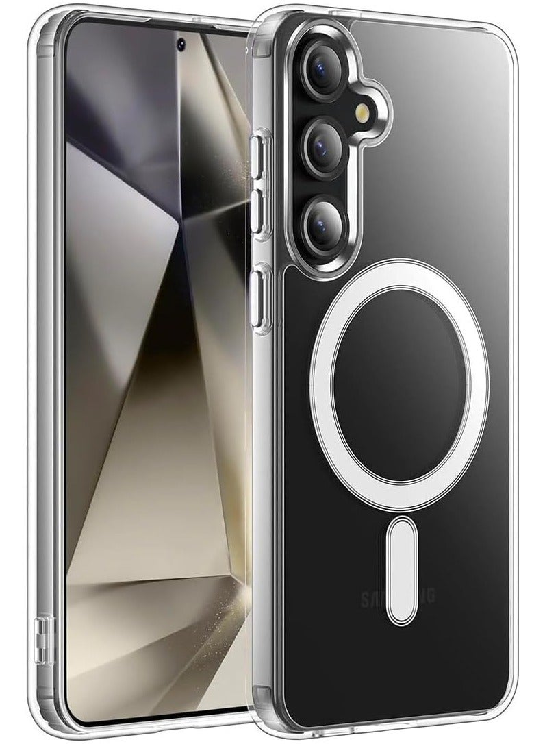 فواتير جراب Samsung Galaxy S24 5G، جراب مغناطيسي شفاف كريستالي متوافق مع MagSafe غطاء حماية عسكري مقاوم للصدمات لهاتف Samsung S24 شفاف - Image 1