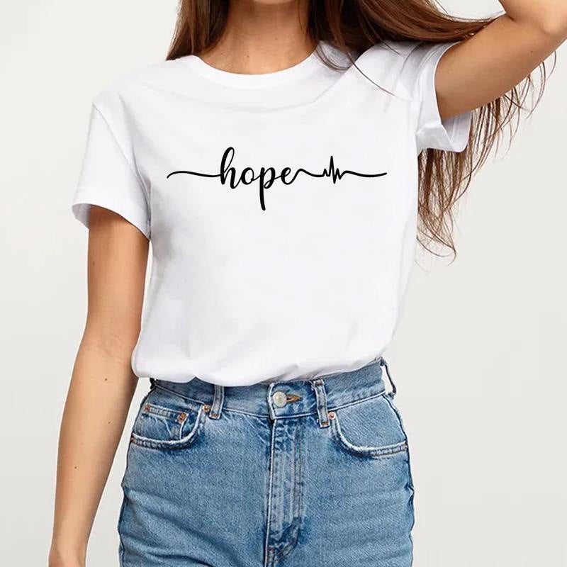 2023 Simple Aesthetic City Sin Shrimp Crewneck Printed T-shirt Short Sleeve Women's - Image 1
