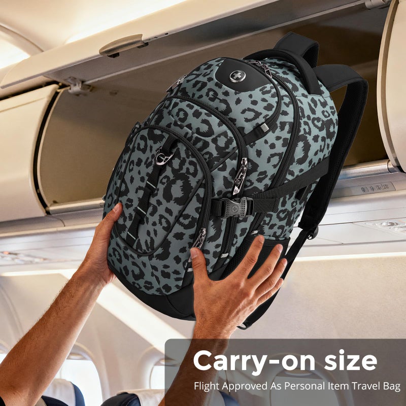 Swissdigital Laptop Backpack with USB Charging Port, Travel Backpack Fits 15.6 inches Computer, 31L Backpack for Men, Gray Leopard | SD803-101 - Image 3
