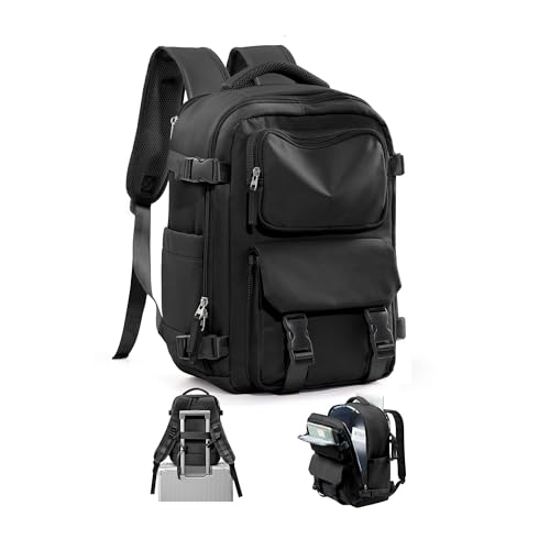 SEAFEW Black Travel Backpack for Women Men Carry on Backpack Flight Approved Item Bag Casual Daypacks Cabin Bagage Hiking Backpack Lightweight Rucksack Business Laptop Backpack Small - Image 1