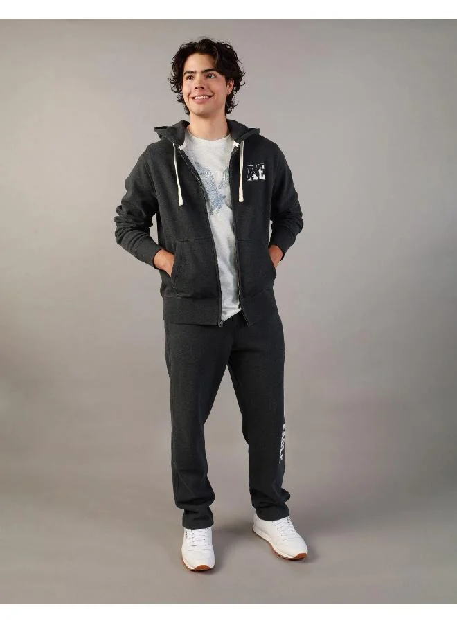 امريكان ايجل AE Graphic Heather Zip-Up Hoodie