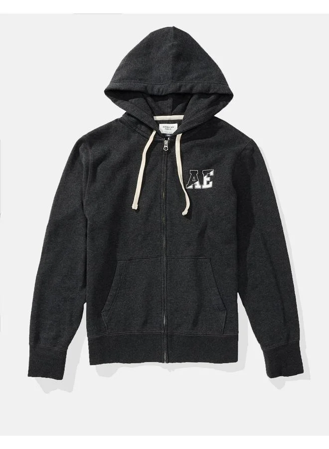 American Eagle AE Graphic Heather Zip-Up Hoodie