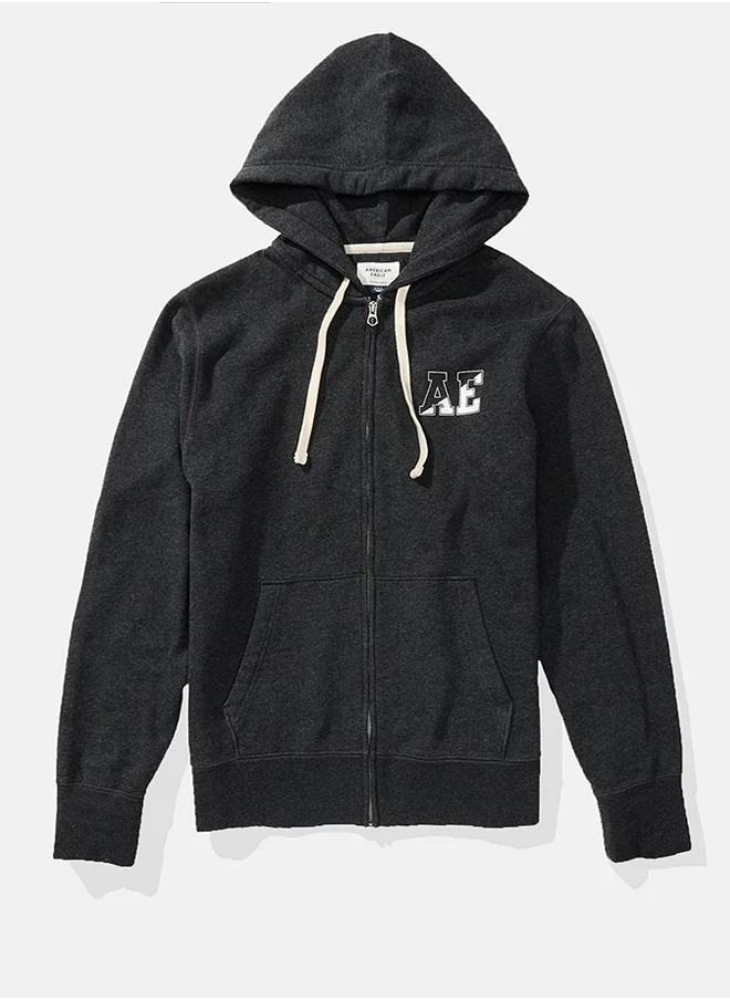 American Eagle AE Graphic Heather Zip-Up Hoodie